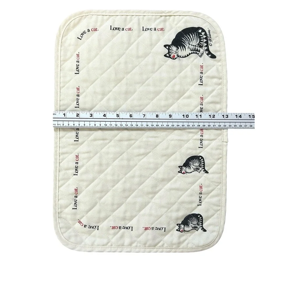 Vintage B. Kliban Placemats Love A Cat Quilted Set Of 4 Grandmacore Cottage USA
